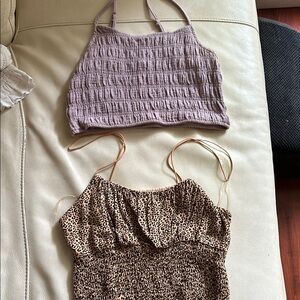 La Hearts Purple Ruched Spaghetti Strap Tank Top